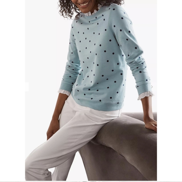 Boden Holly Sweatshirt Ice Blue Polka Dot - Picture 4 of 9